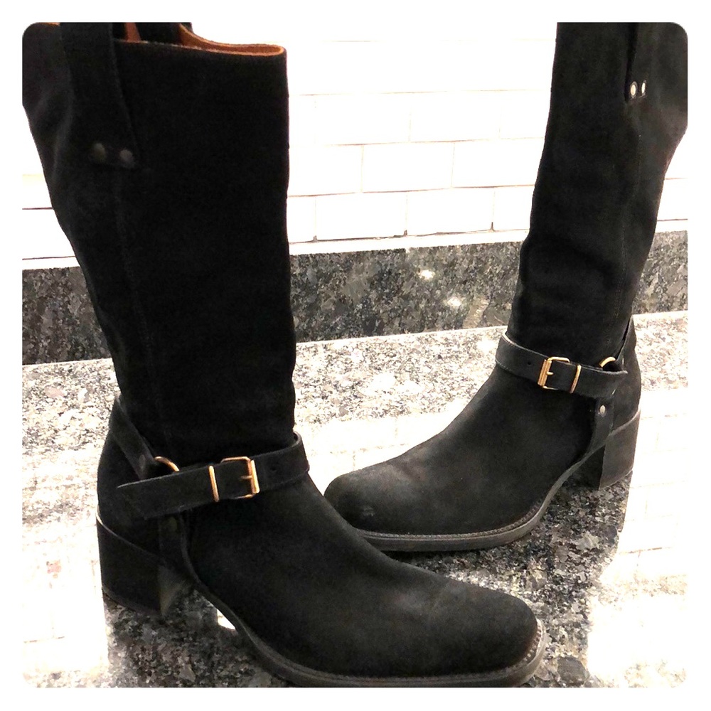 Barneys vintage suede biker boots